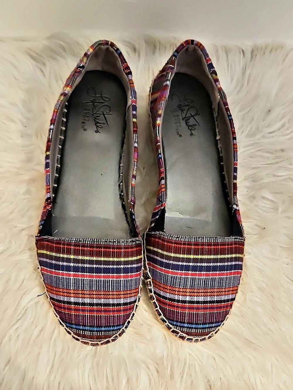 Life Stride Woven Striped Espadrille Flats in Multicolor Size 6.5